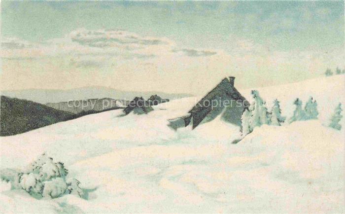 Iwan Friedrich Kuenstlerkarte Riesengebirge Bohnwiesbauden Schnee