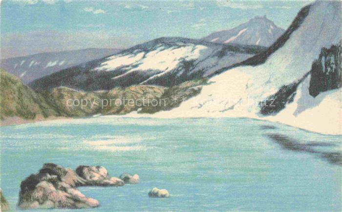 Iwan Friedrich Kuenstlerkarte Groesser Teich Riesengebirge See