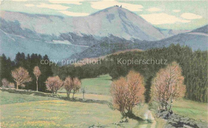 Iwan Friedrich Kuenstlerkarte Schneekoppe Wolfschau