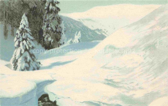 Iwan Friedrich Kuenstlerkarte Brunnberg Gebiet Schnee