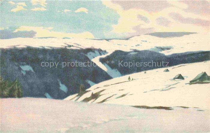 Iwan Friedrich Kuenstlerkarte an den Richterbauden Schnee