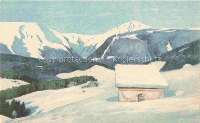 Iwan Friedrich Kuenstlerkarte Petzer Stufenseite Schnee