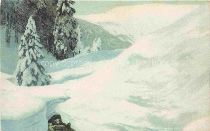 Iwan Friedrich Kuenstlerkarte Brunnberg Gebiet Schnee