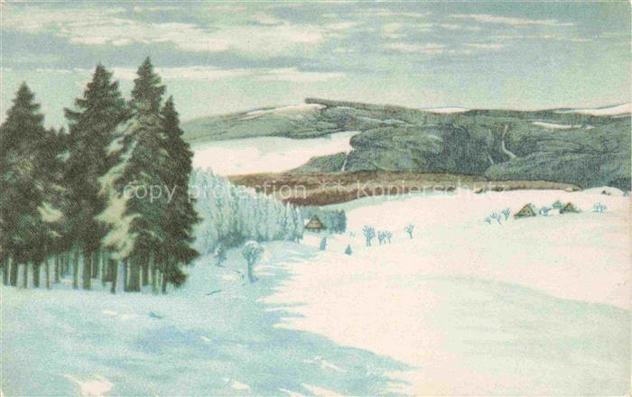 Iwan Friedrich Kuenstlerkarte Kleinaupa Schnee