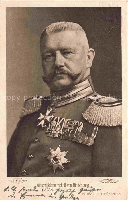 HINDENBURG  Paul von Politik Generalfeldmarschall Berlin