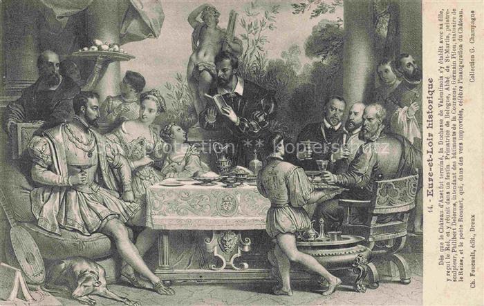 FOUCAULT Ch. Kuenstlerkarte Eure et Loir historique Hund G. Champagne