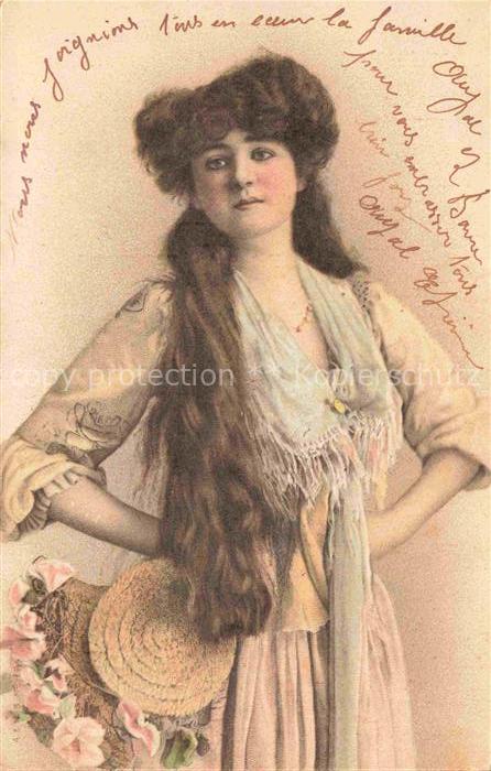 Frauen Haar Rosen Tasche Litho