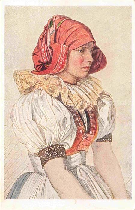 MANES Josef Kuenstlerkarte Trachten Hanacka