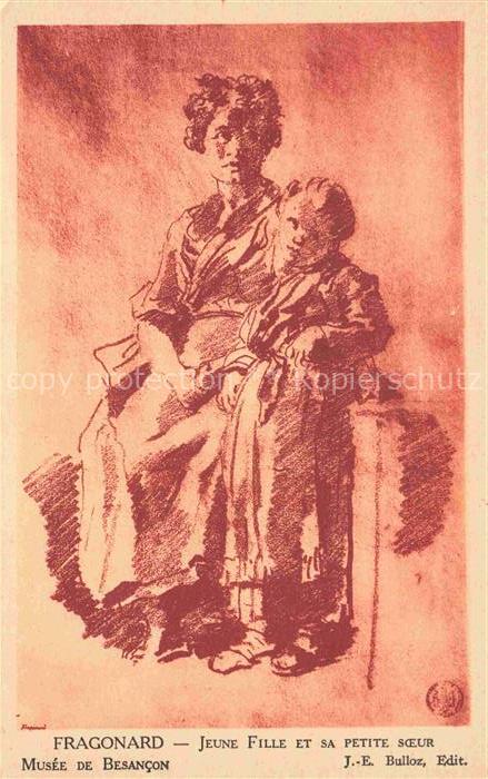 FRAGONARD Kuenstlerkarte Jeune Fille Kind Besançon