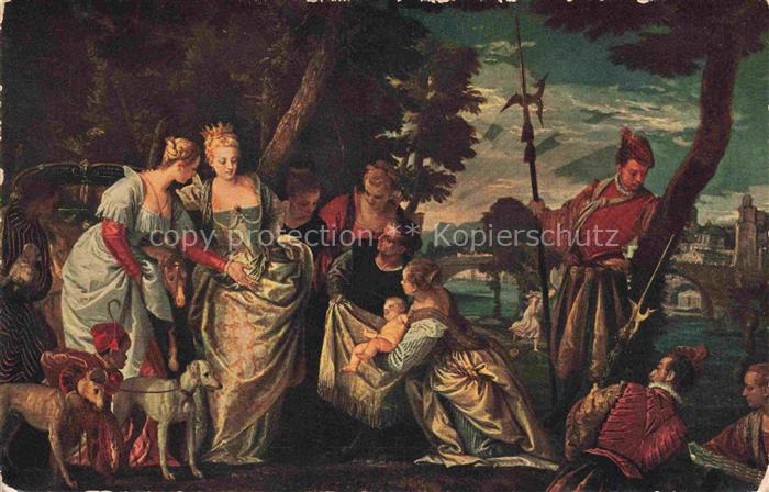 VERONESE Paolo Kuenstlerkarte Findung Mosis Hunde Dresden