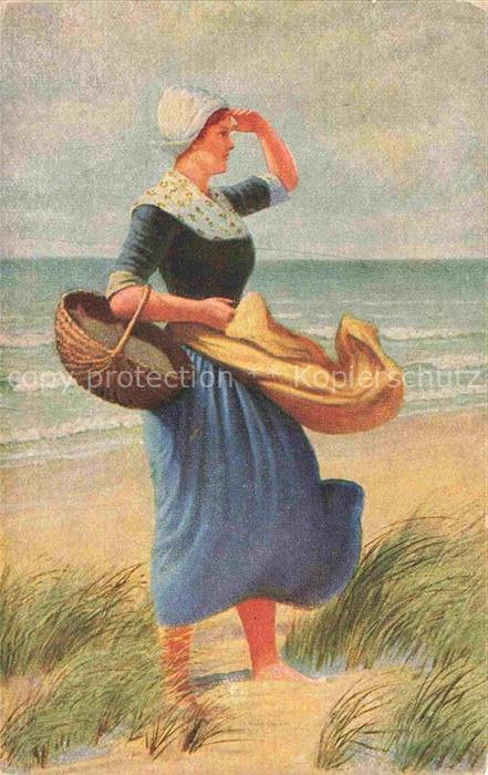HERING Adolf Kuenstlerkarte Fischermaedchen
