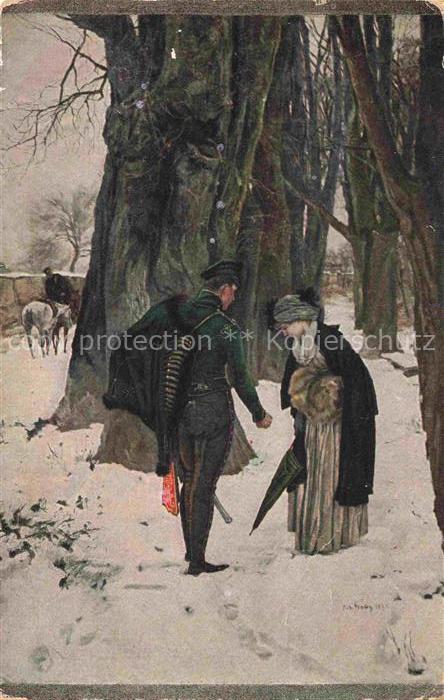 HAUG Robert von Kuenstlerkarte Schnee Regenschirm