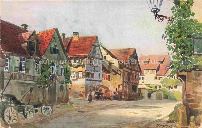 MARSCHALL J. Kuenstlerkarte Tuebingen Jakobsgasse