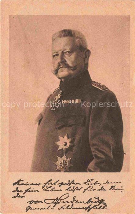 HINDENBURG Paul von Politik Generalfeldmarschall