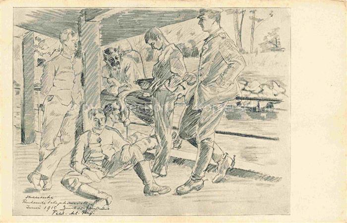 HAAS Gustav Kuenstlerkarte Ruhende Telephonisten