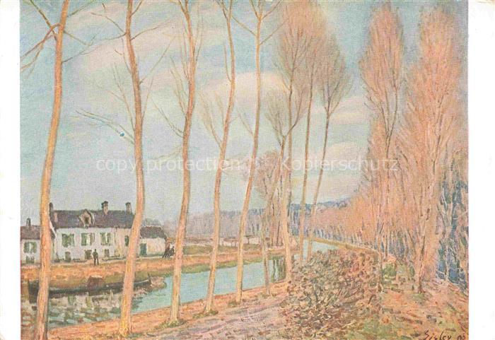 SISLEY Alfred (1839-1899) Kuenstlerkarte Loing Kanal