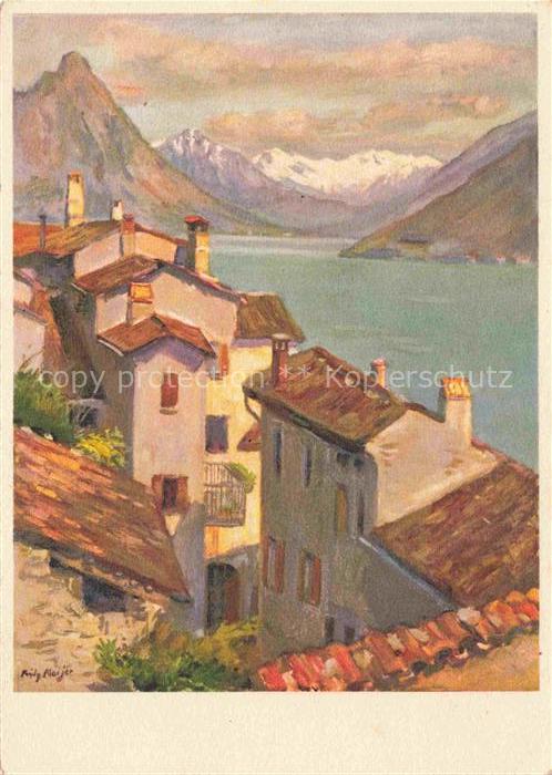 Meijer Fritz Kuenstlerkarte Haeser Sueden Gandria