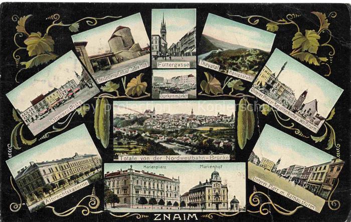 Znaim Znojmo CZ Panorama von der Nordwest Bruecke Teilansichten