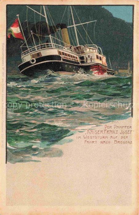 BREGENZ Vorarlberg Bodensee Dampfer Kaiser Franz Josef im Weststurm auf der Fahr