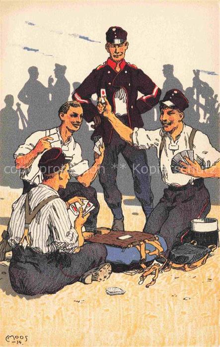 MOOS  Carl (1878-1959) Kuenstlerlitho Occupation des Frontieres 1914 Illustratio