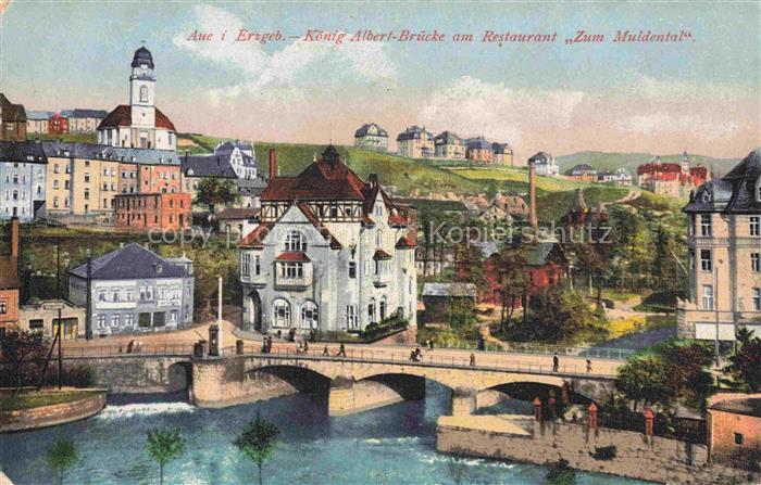AUE  Erzgebirgskreis Sachsen Koenig Albert Bruecke am Restaurant Zum Muldental