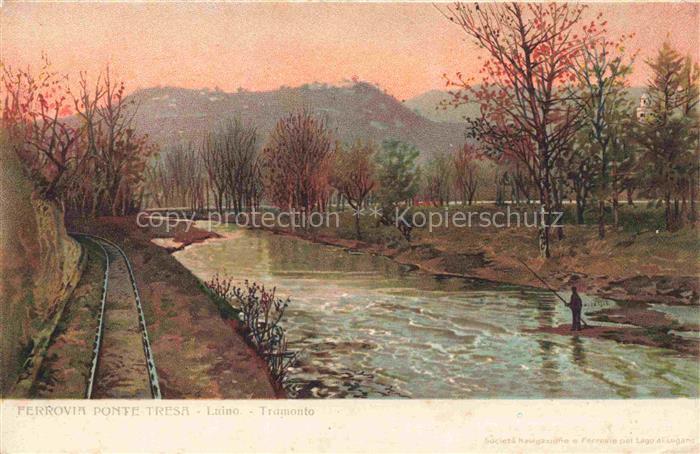 Luino Lago Maggiore IT Ferrovia Ponte Tresa Laino Tramonto
