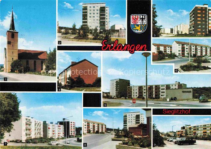 ERLANGEN Bayern Markuskirche Lange Zeile Rennesstr Adalbert Stifter Schule Am Ei