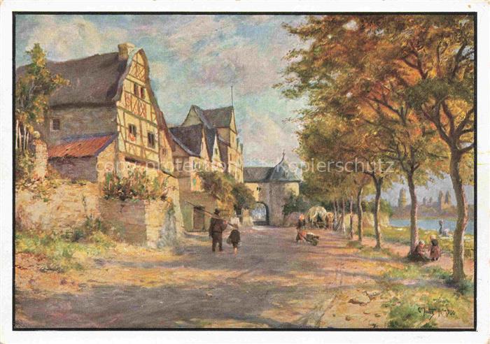 Leutesdorf Rhein Neuwied Rheinland-Pfalz Ortsmotiv Kuenstlerkarte