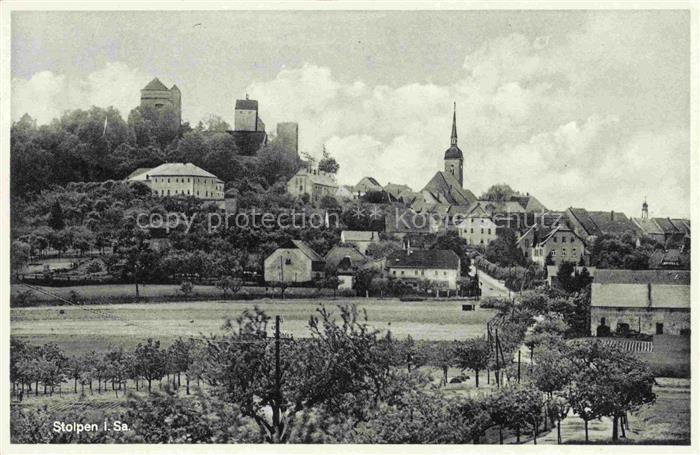 Stolpen Sachsen Ansicht mit Kirche und Schloss