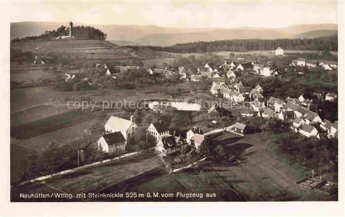Neuhuetten Wuestenrot Heilbronn BW Panorama Blick gegen Steinknickle