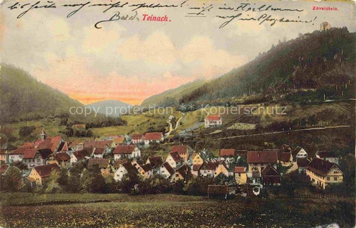 Teinachtal Bad Teinach-Zavelstein Calw BW Panorama Blick gegen Zavelstein Burgru