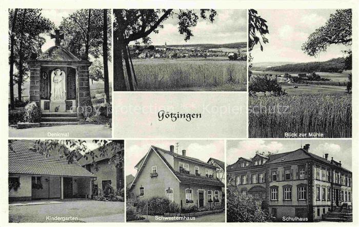 Goetzingen Baden Odenwald BW Denkmal Blick zur Muehle Kindergarten Schwesternhau