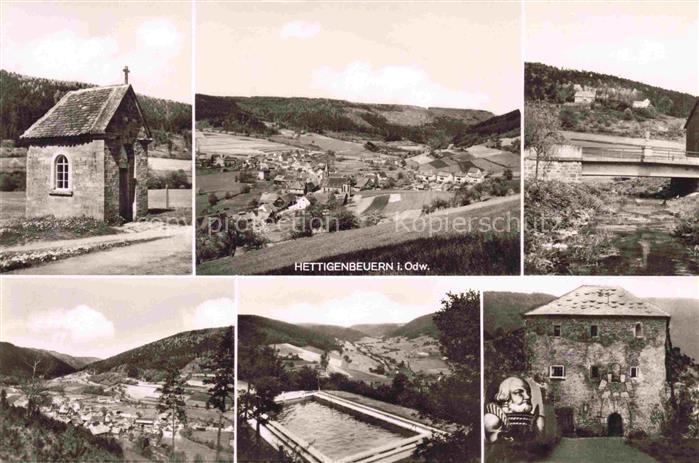 Hettigenbeuern Buchen Odenwald BW Kapellchen Panorama Bruecke Schwimmbad Burg