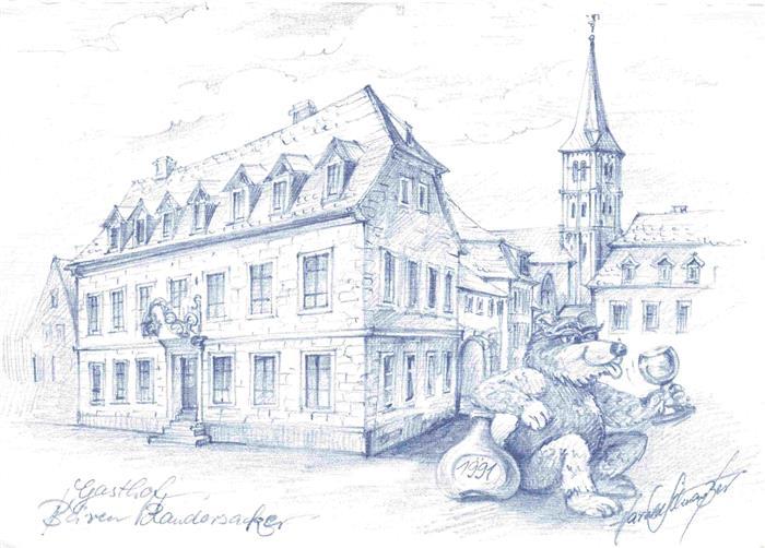 Randersacker Gasthof Baeren Zeichnung