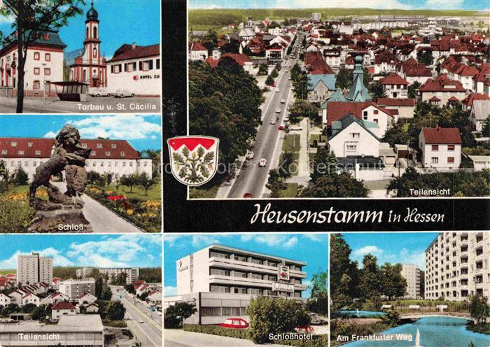 Heusenstamm Torbau und St Caecilia Schloss Teilaansicht Fliegeraufnahme Schlossh