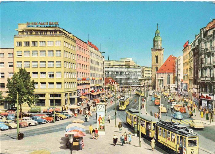 FRANKFURT AM MAIN Blick vom Rosenmarkt mit Hauptwache und St Katharinenkirche