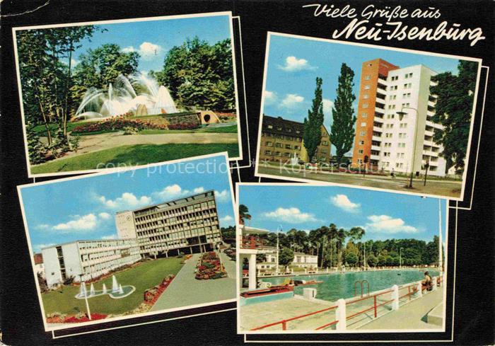 Neu-Isenburg Offenbach Hessen Park Fontaene Hochhaus Schwimmbad