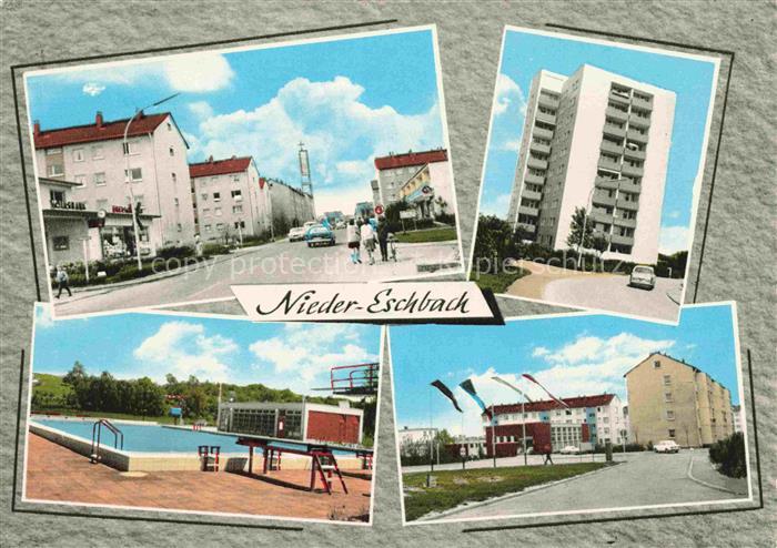 Nieder-Eschbach Niedereschbach FRANKFURT MAIN Strassen Hochhaus Schwimmbad