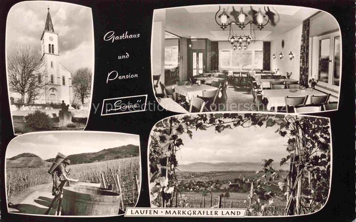 Laufen Sulzburg Gasthaus Pension Sonne Gastraum Panorama Weinlese