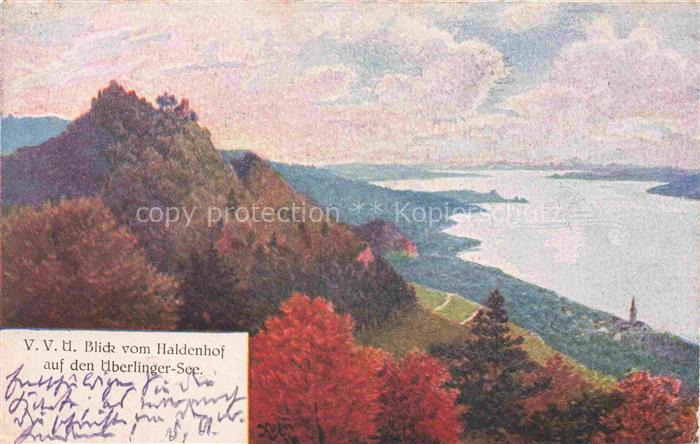 ueberlingen Bodensee BW Blick vom Haldenhof auf den ueberlinger See