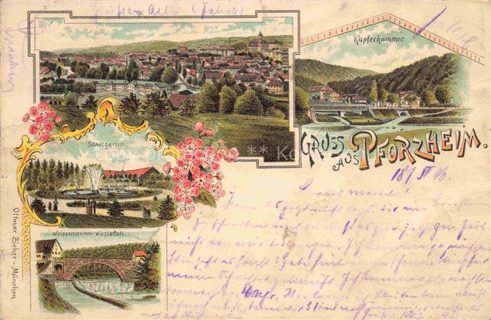 PFORZHEIM BW Panorama Stadtgarten Weissensteiner Wasserfall Kupferhammer