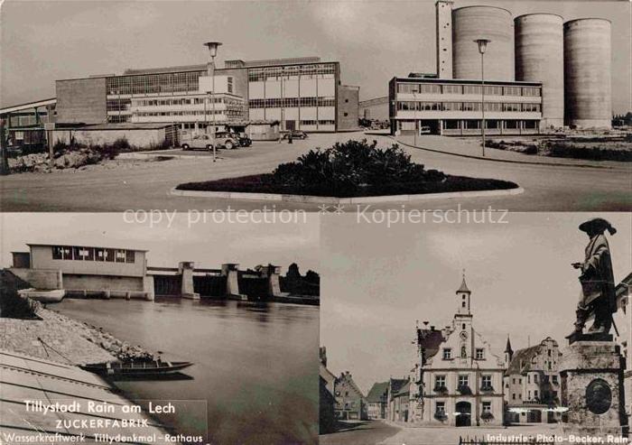 Rain Lech Bayern Zuckerfabrik Wasserkraftwerk Tillydenmal Rathaus