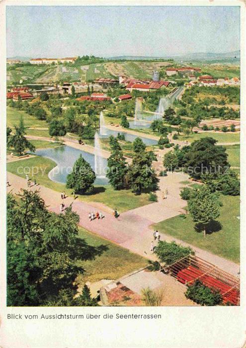 Killesberg STUTTGART Blick vom Aussichtsturm ueber die Seeterrassen