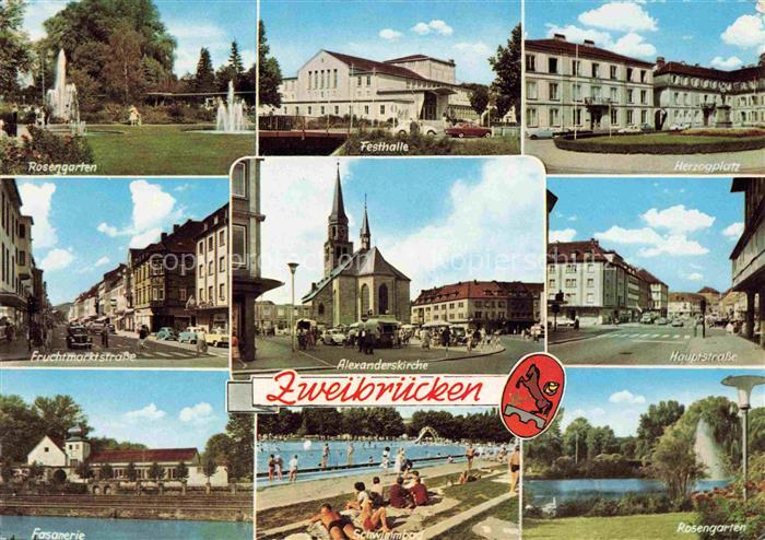 Zweibruecken Pfalz Rosengrten Fruchtmarktstrasse Fasanerie Festhalle Herzogplatz