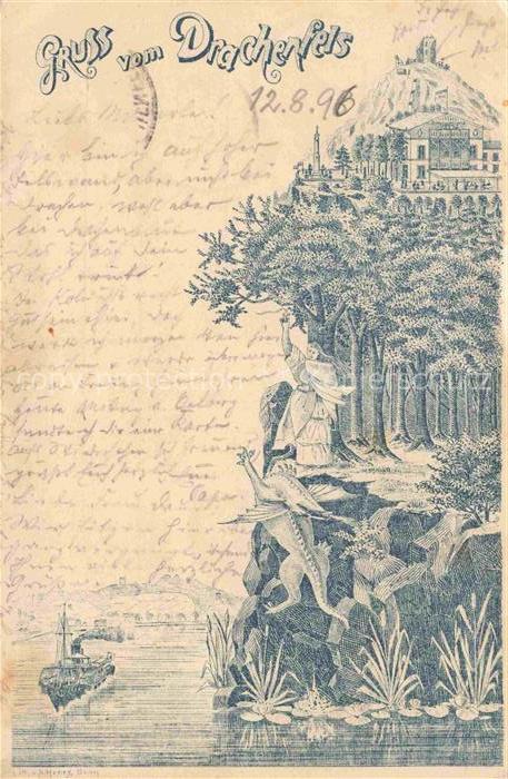 Koenigswinter Rhein Hotel auf dem Drachenfels Deutsche Reichspost Kuenstlerkarte