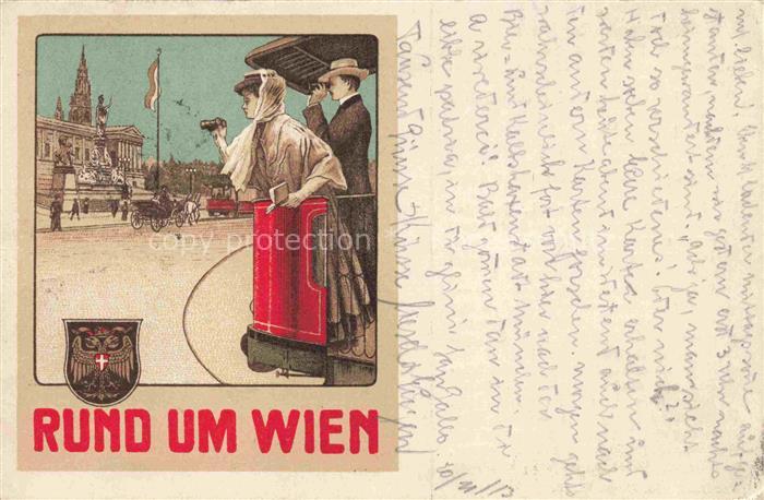 WIEN AT Rund um Wien Salonwagen-Rundfahrt Strassenbahn Kuenstlerkarte