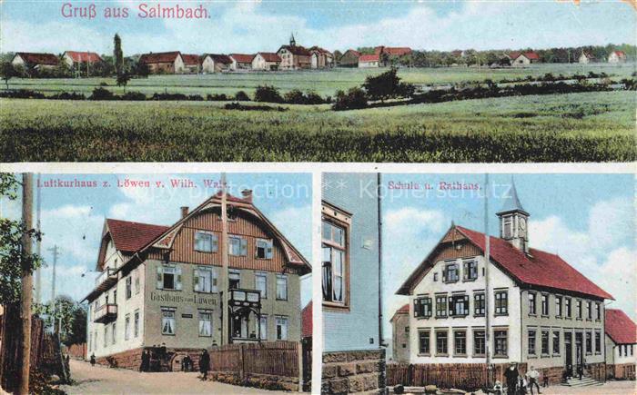 Salmbach Engelsbrand Enzkreis BW Panorama Luftkurhaus zum Loewen Schule Rathaus