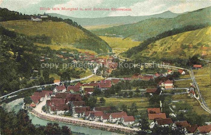 Obertsrot Gernsbach Murgtal BW Panorama Blick ins Murgtal und Schloss Eberstein