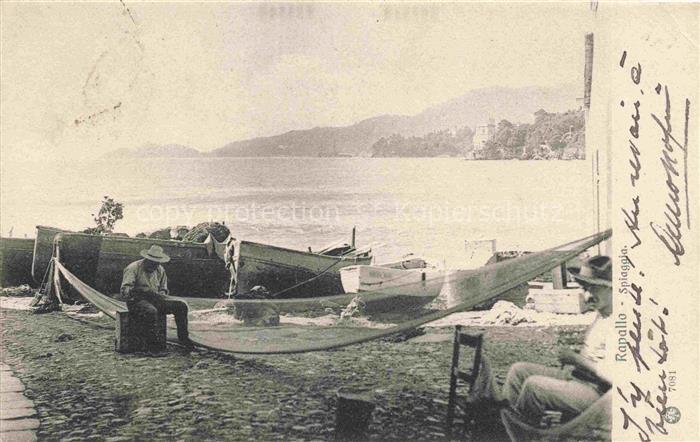 RAPALLO Liguria IT Spiaggia Strand Fischer Fischerboote