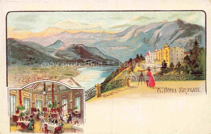Brunate Como Lombardia IT Grand Hotel Brunate Restaurant Panorama Kuenstlerkarte